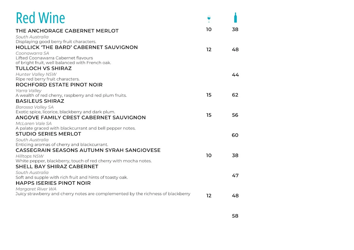 Menu, Dockside Restaurant & Bar