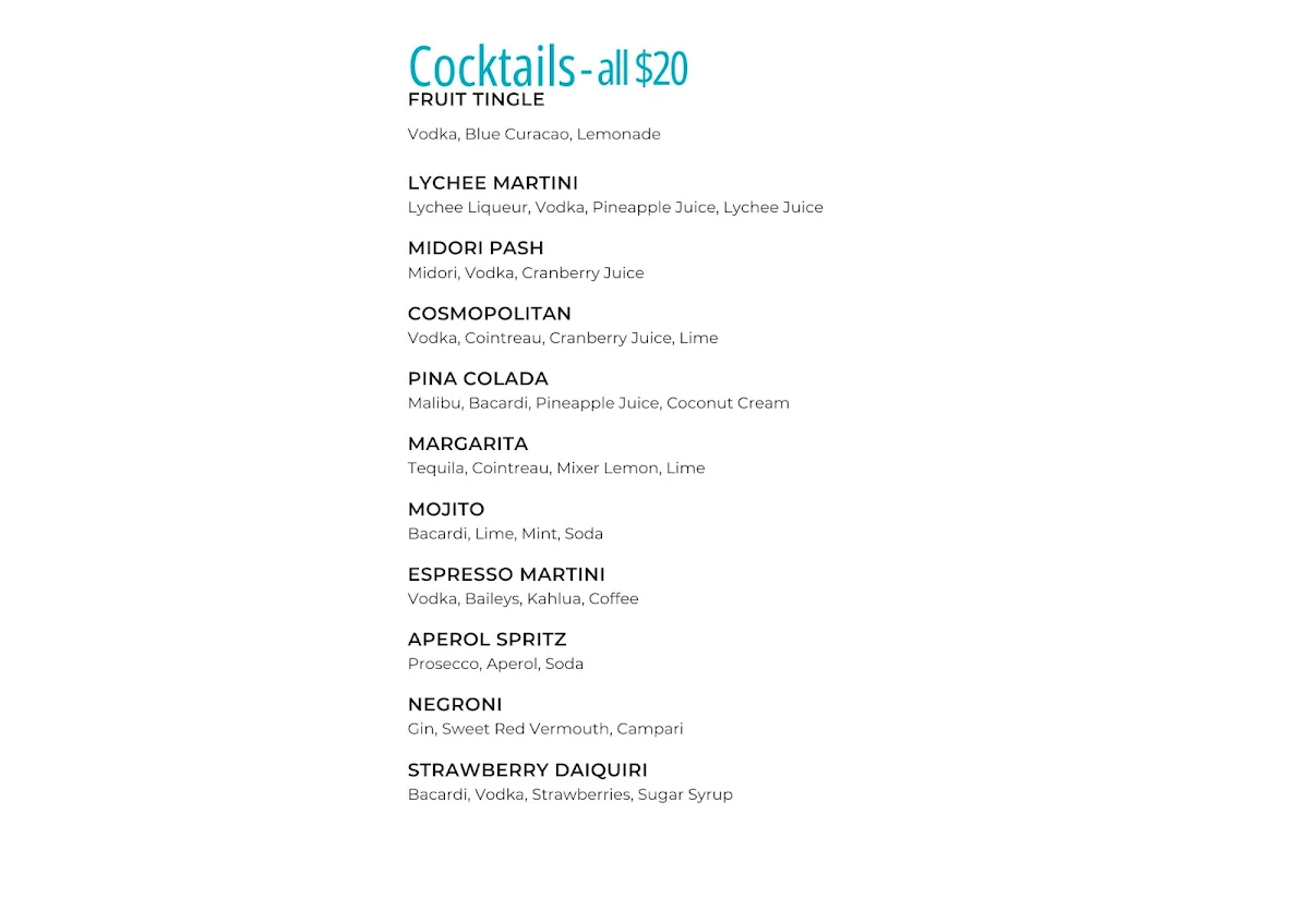 Menu, Dockside Restaurant & Bar