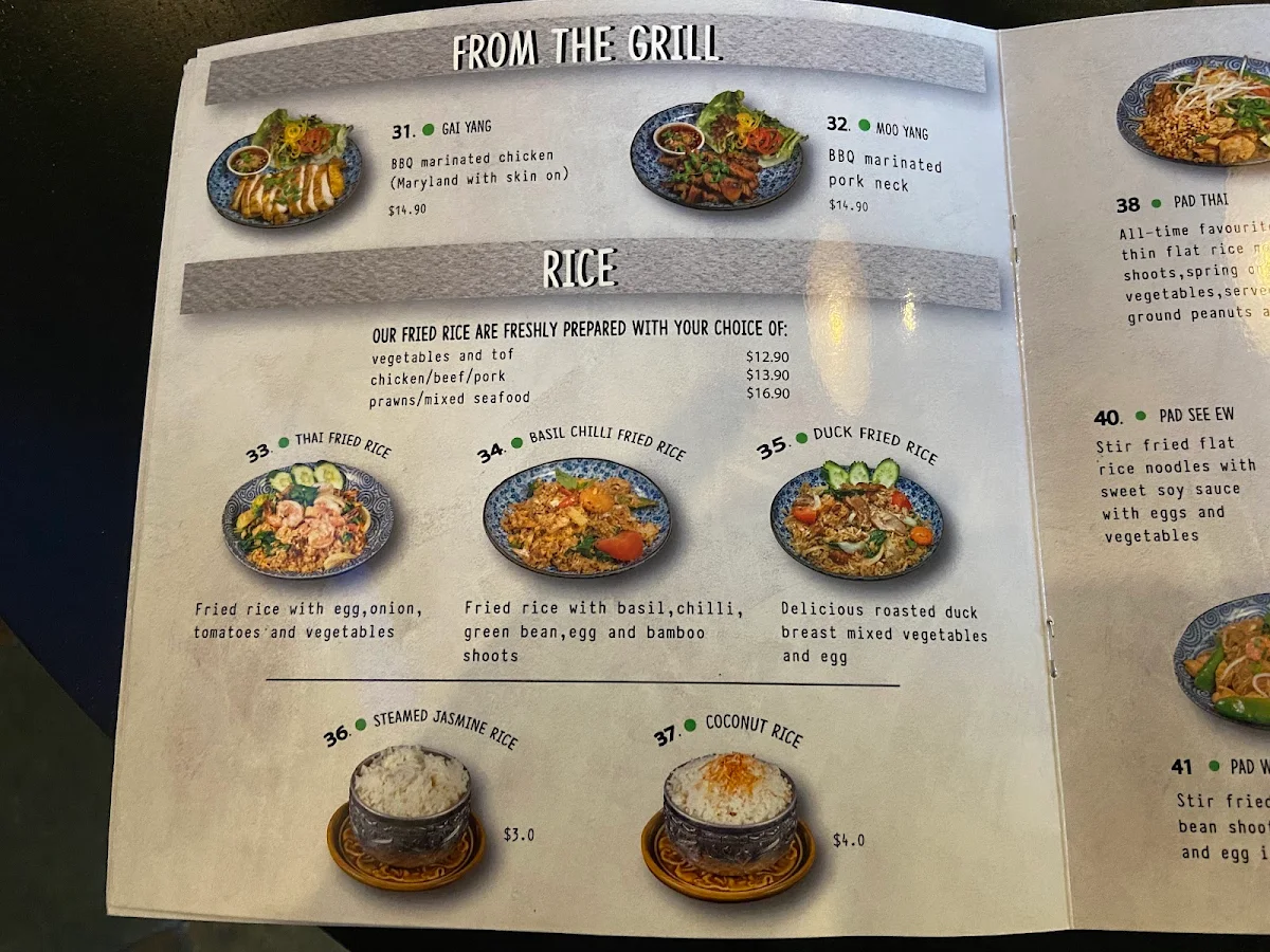 Menu, The Rice Paddy Thai