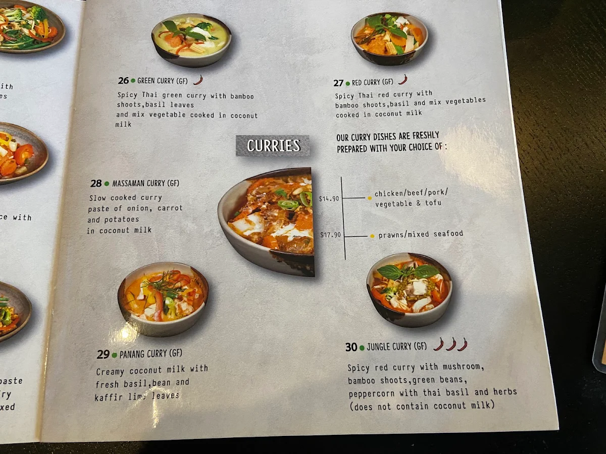 Menu, The Rice Paddy Thai