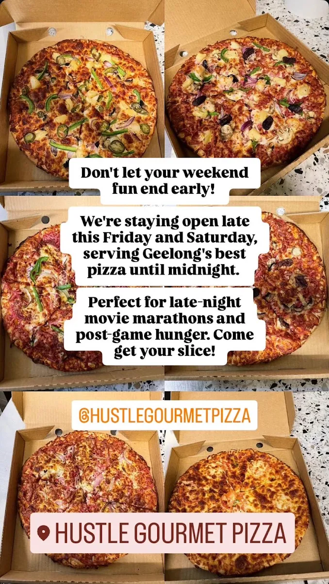 Menu, Hustle Gourmet Pizza