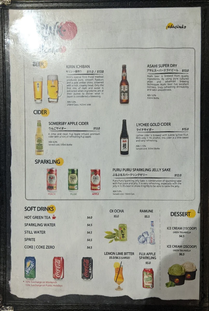 Menu, Shujinko Ramen Flinders