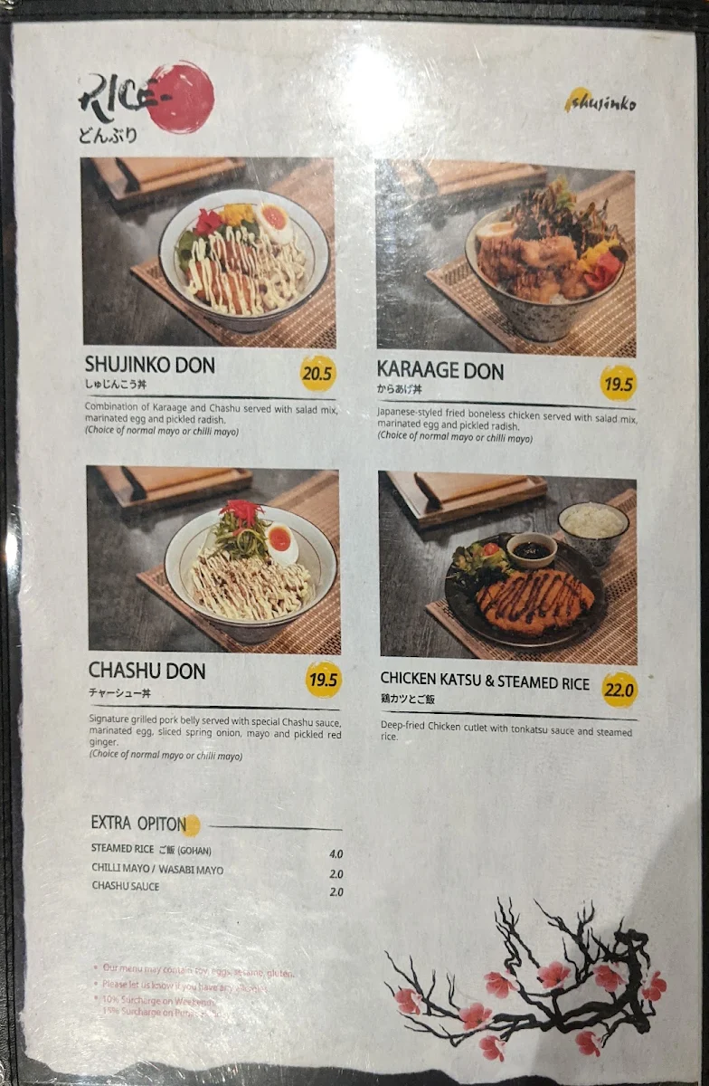 Menu, Shujinko Ramen Flinders