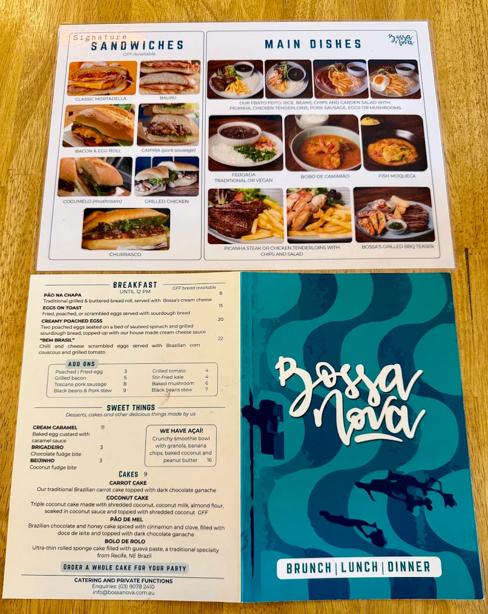 Menu, Bossa Nova Café