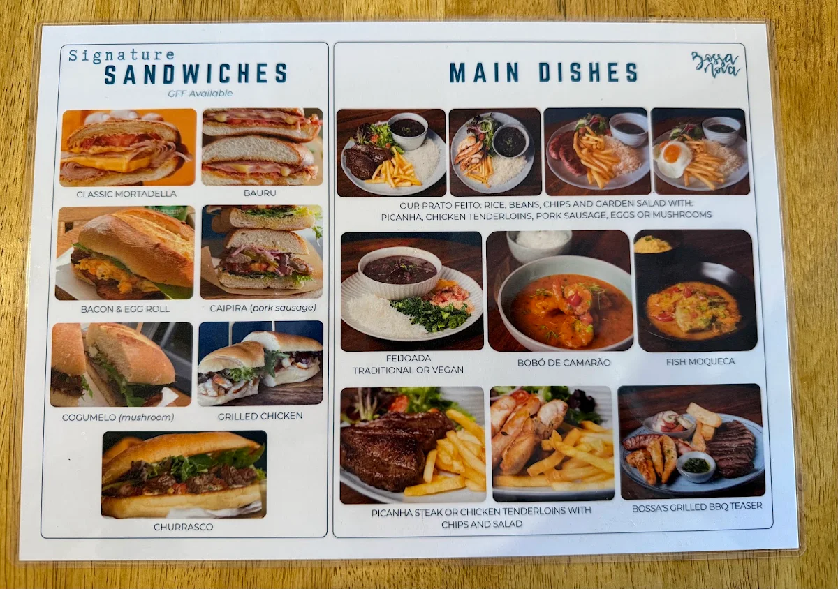 Menu, Bossa Nova Café