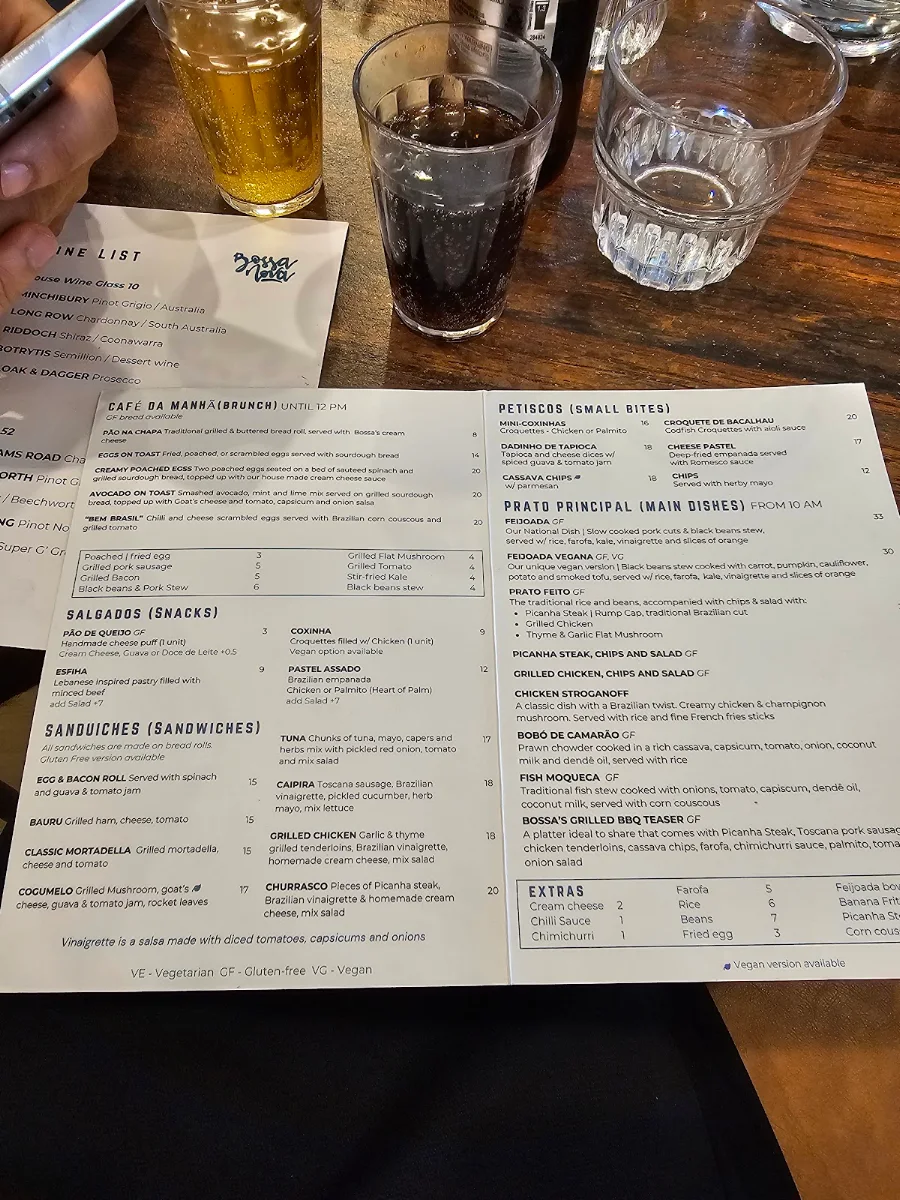 Menu, Bossa Nova Café
