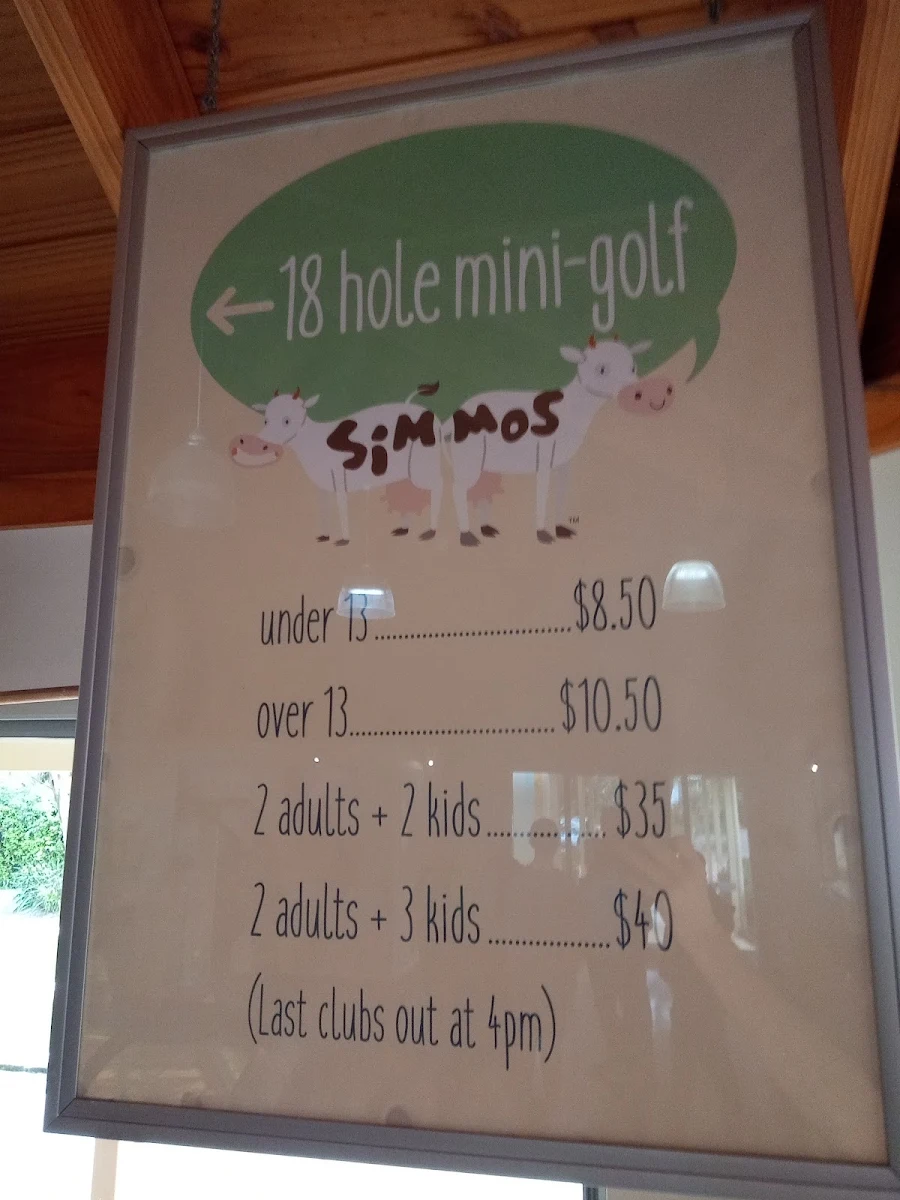Menu, Simmos Ice Creamery