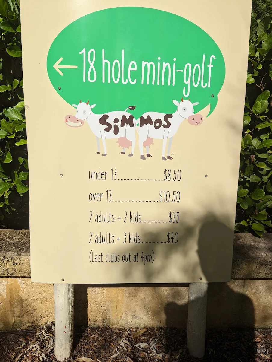 Menu, Simmos Ice Creamery