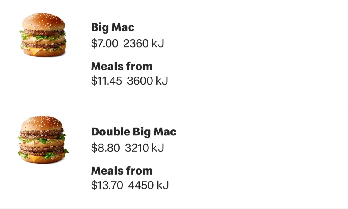 Menu, McDonald's Charlestown