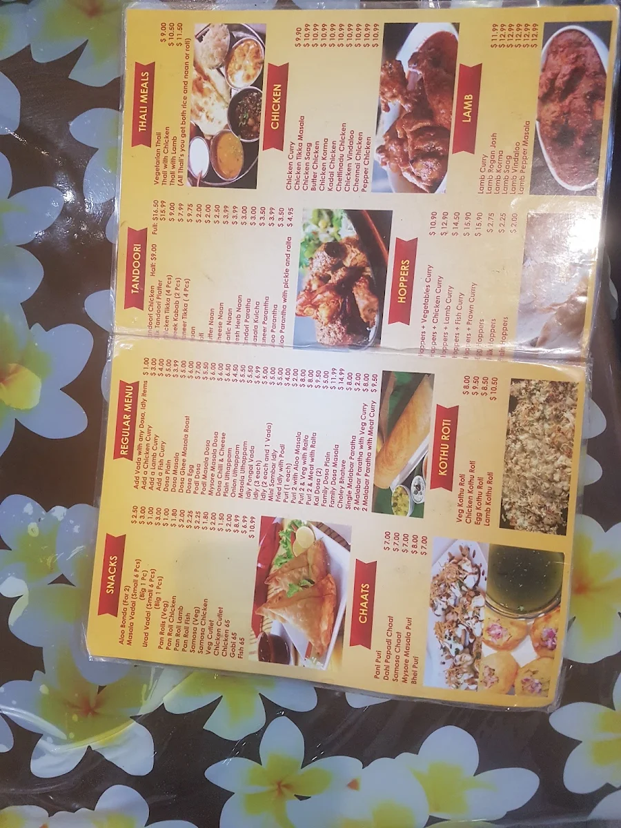 Menu, Sabari Saravanaa Bavan