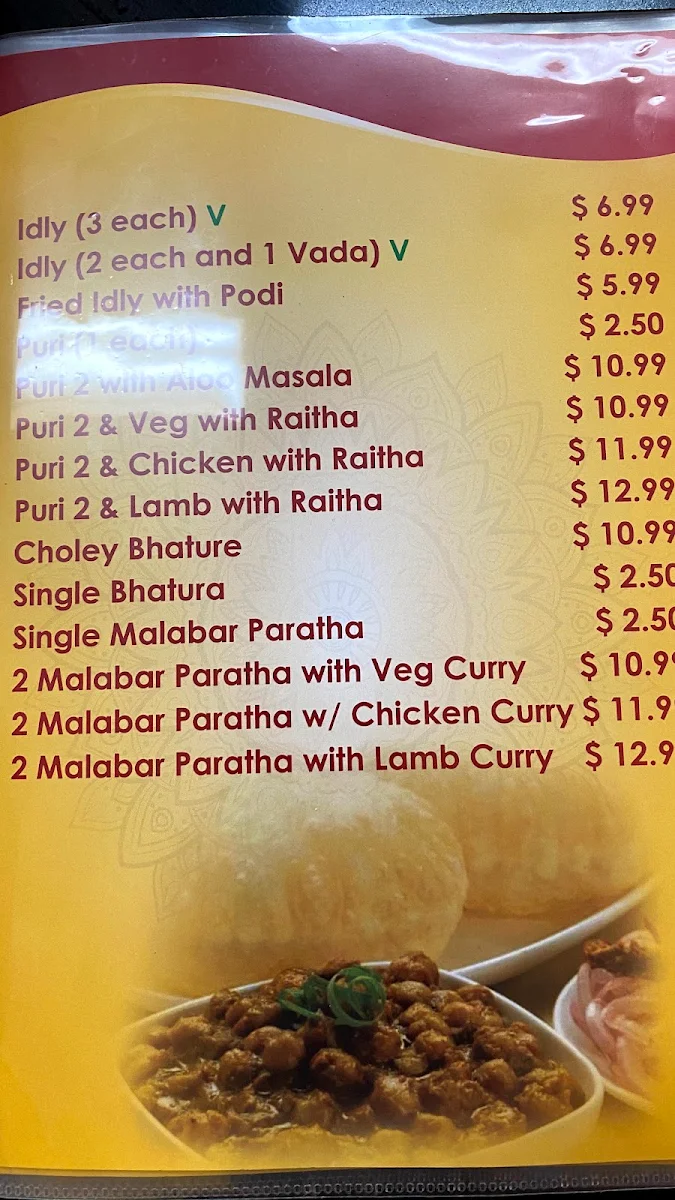 Menu, Sabari Saravanaa Bavan