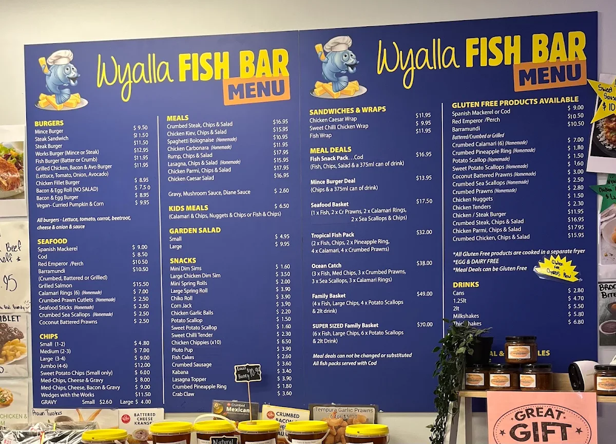 Menu, Wyalla fish bar