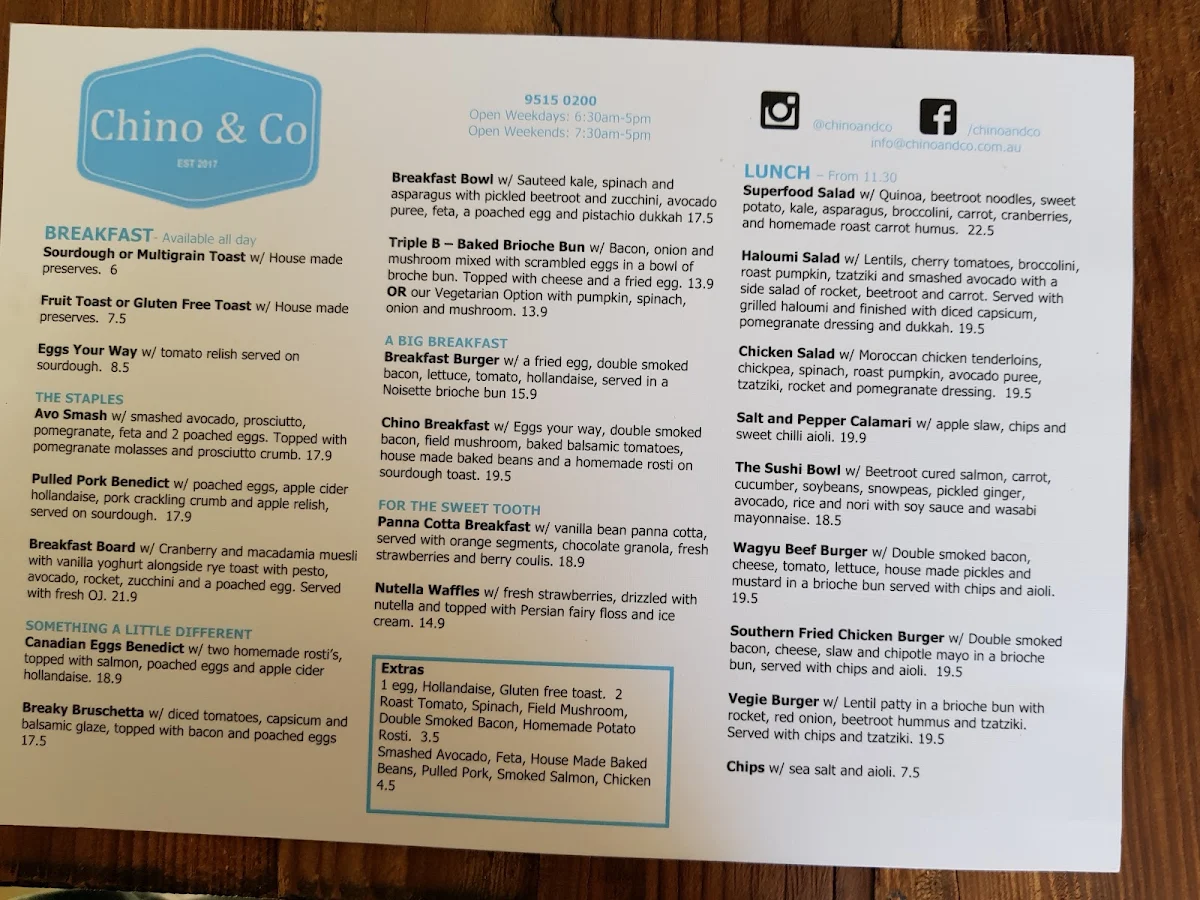 Menu, Chino & Co