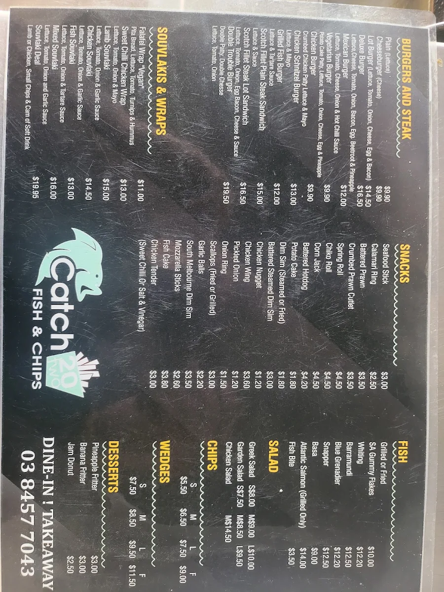 Menu, Catch 20Two