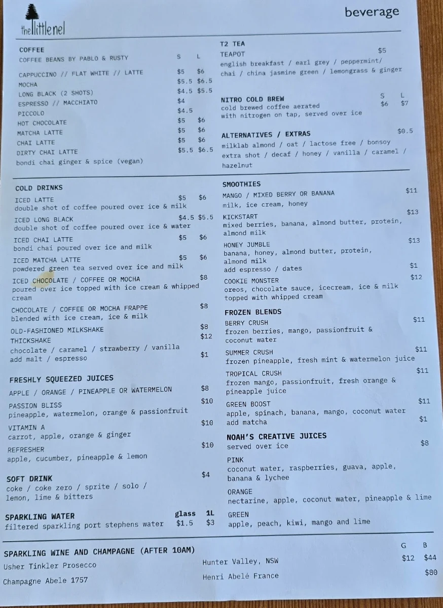 Menu, The Little Nel