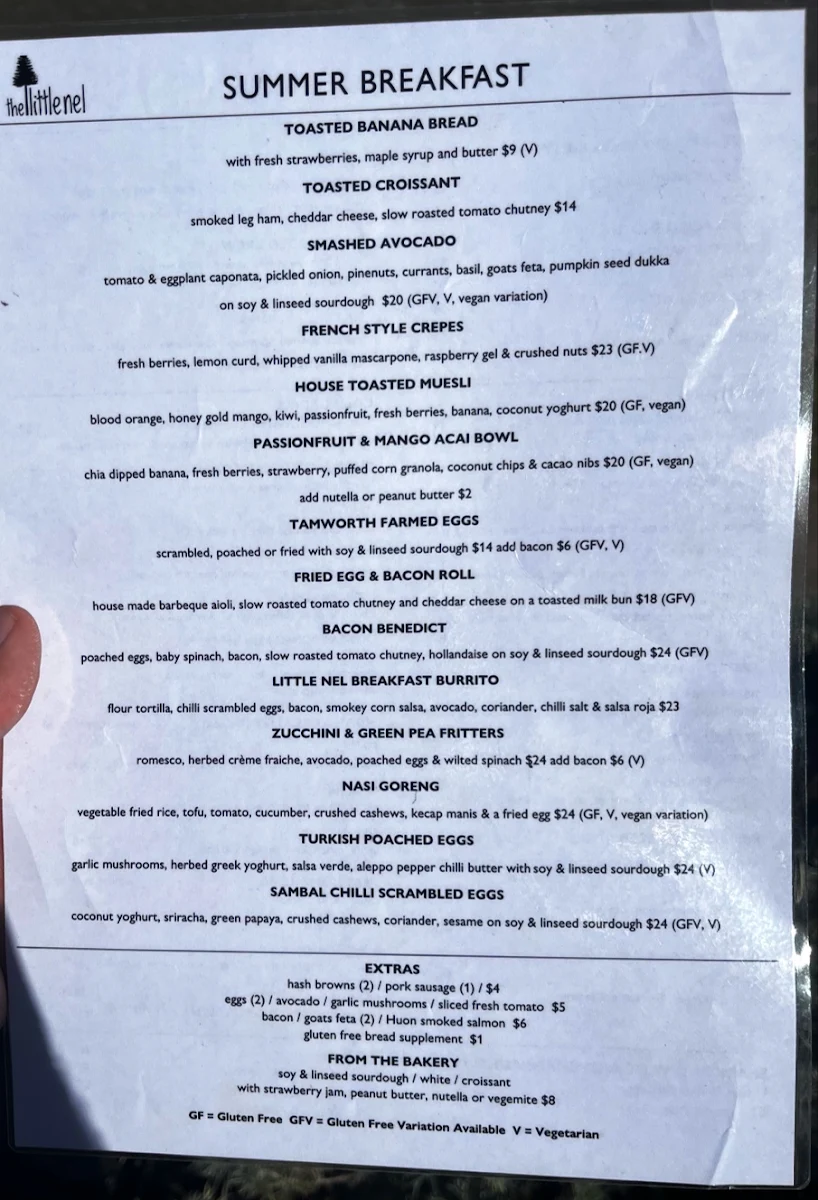 Menu, The Little Nel