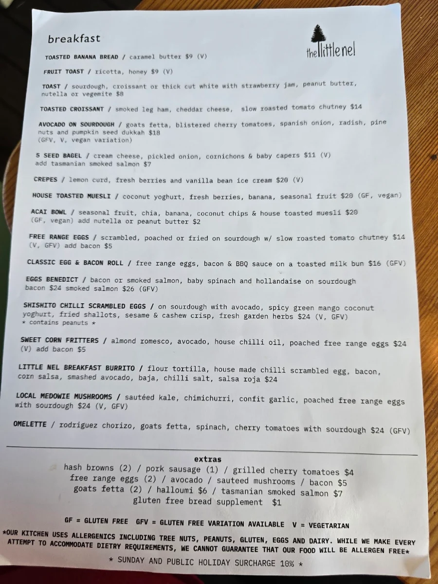 Menu, The Little Nel