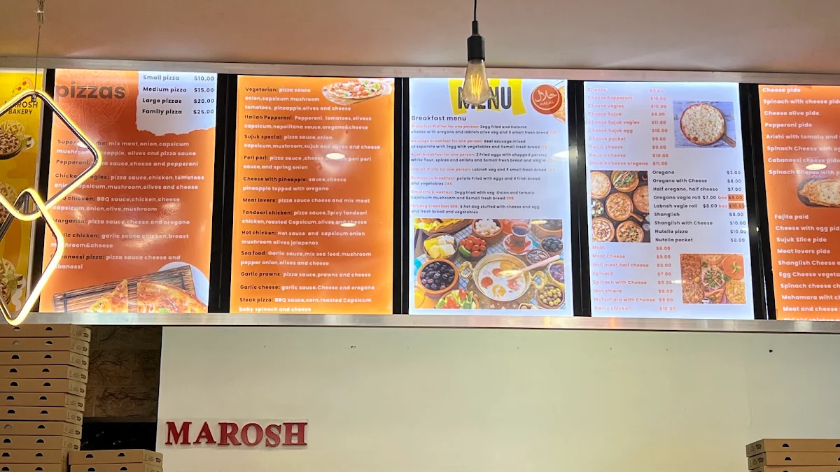Menu, Marosh Bakery Cafe
