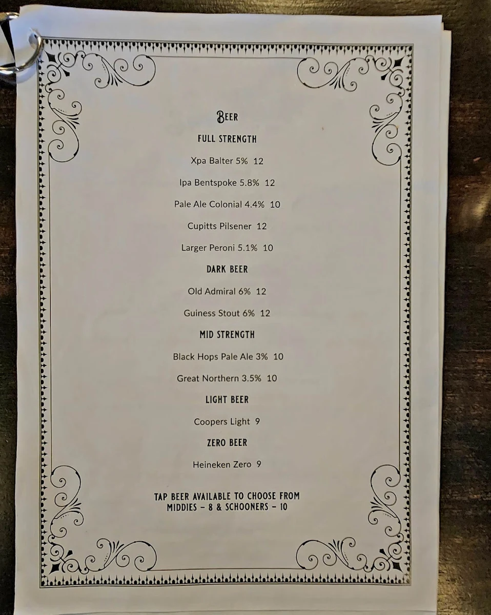 Menu, Sweetwater Tilba