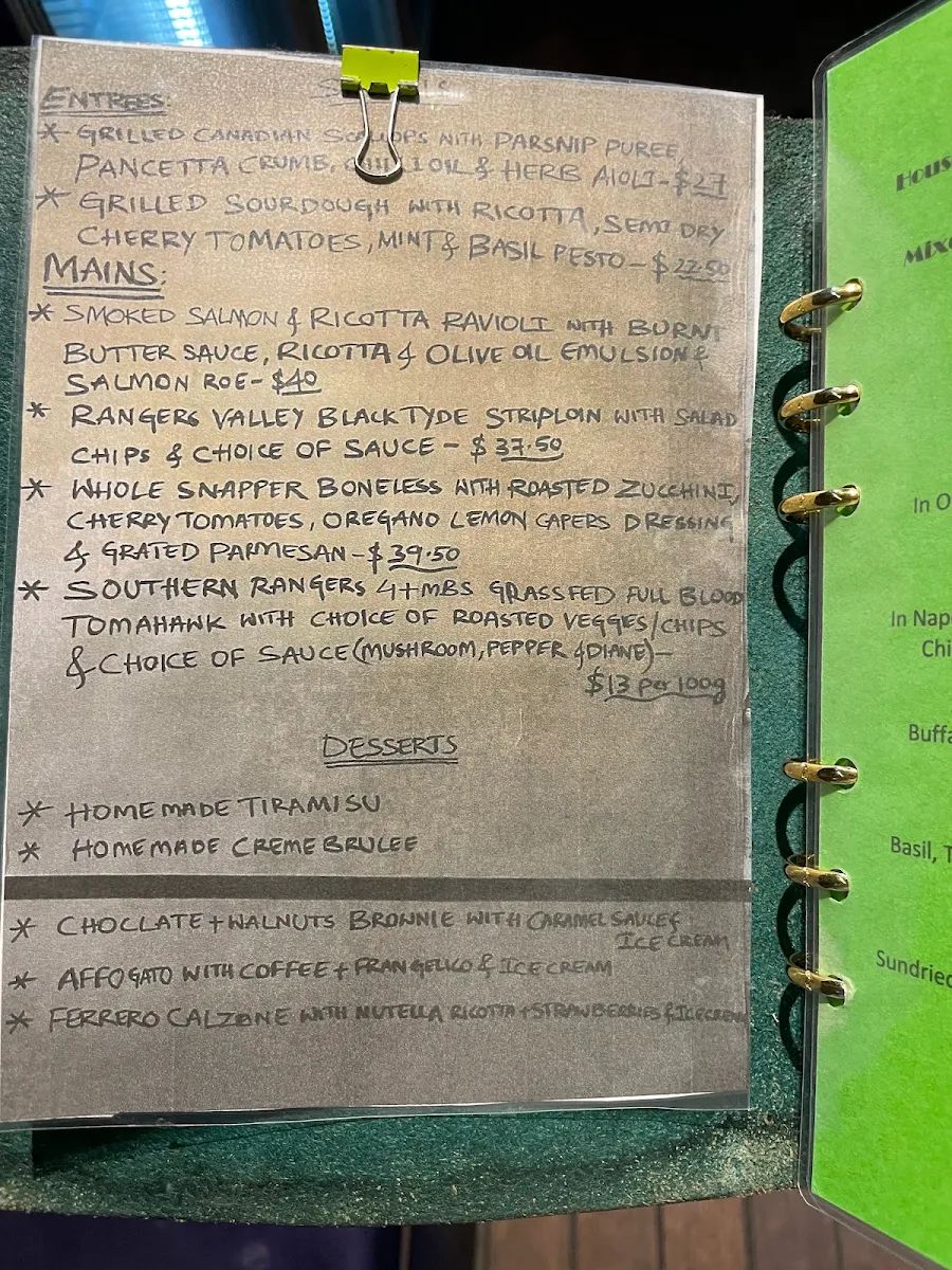 Menu, Capanno Trattoria Bar and Grill