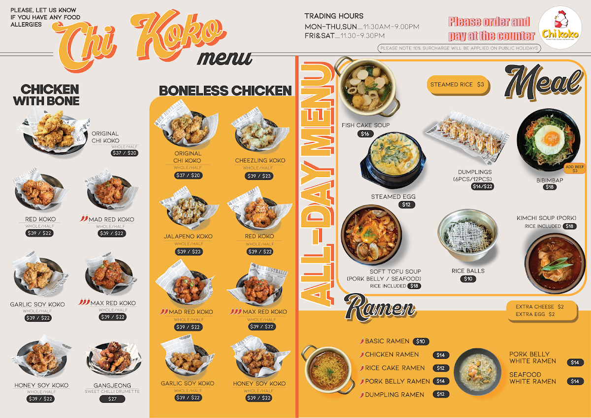 Menu, CHI KOKO
