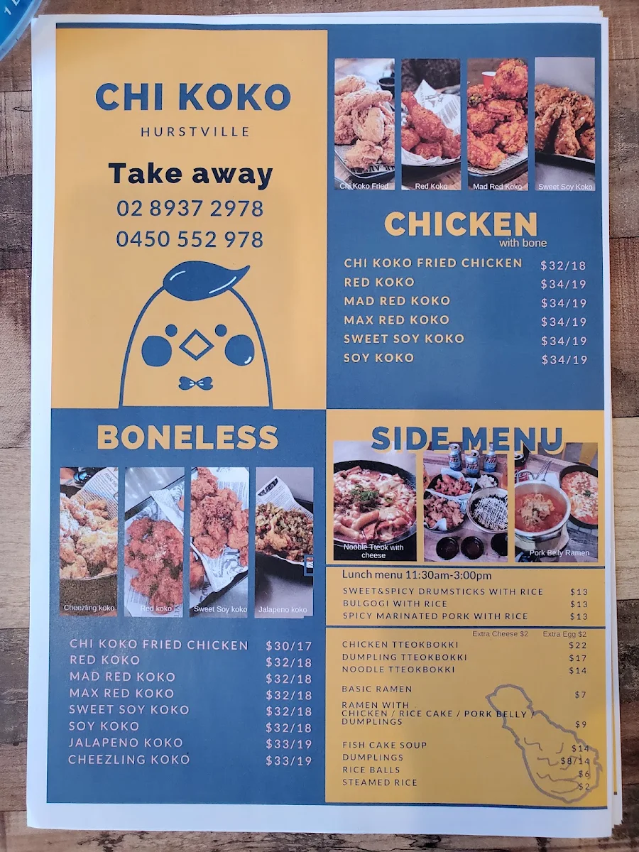Menu, CHI KOKO