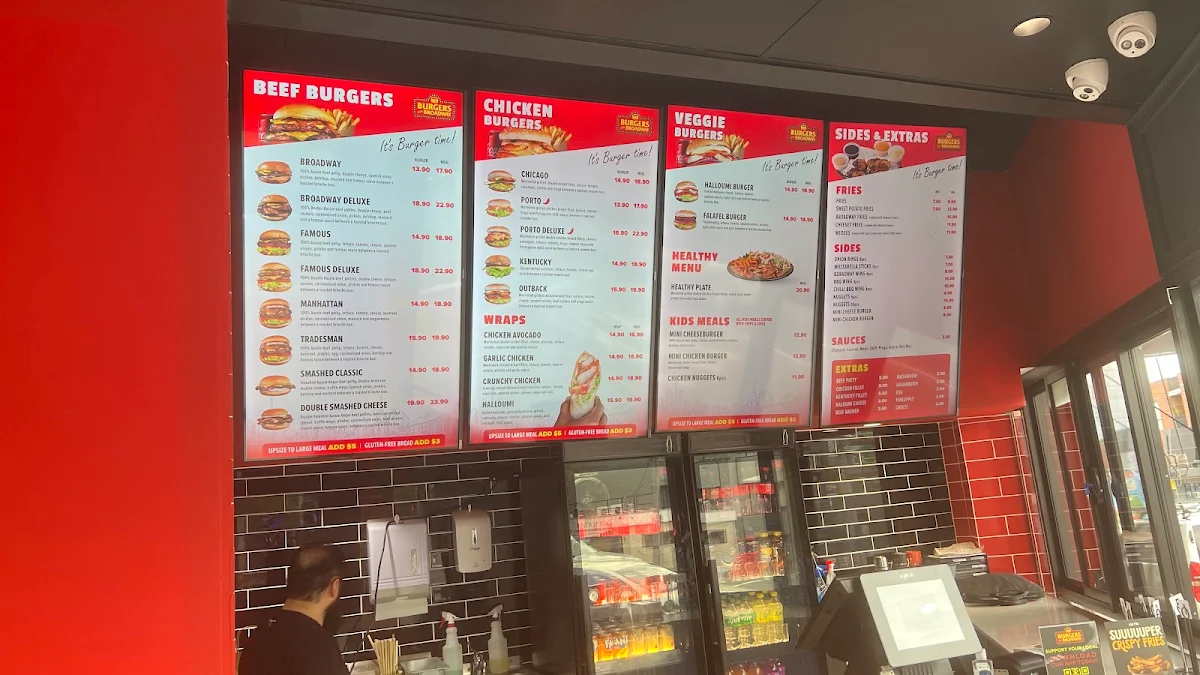 Menu, Burgers On Broadway Gladesville