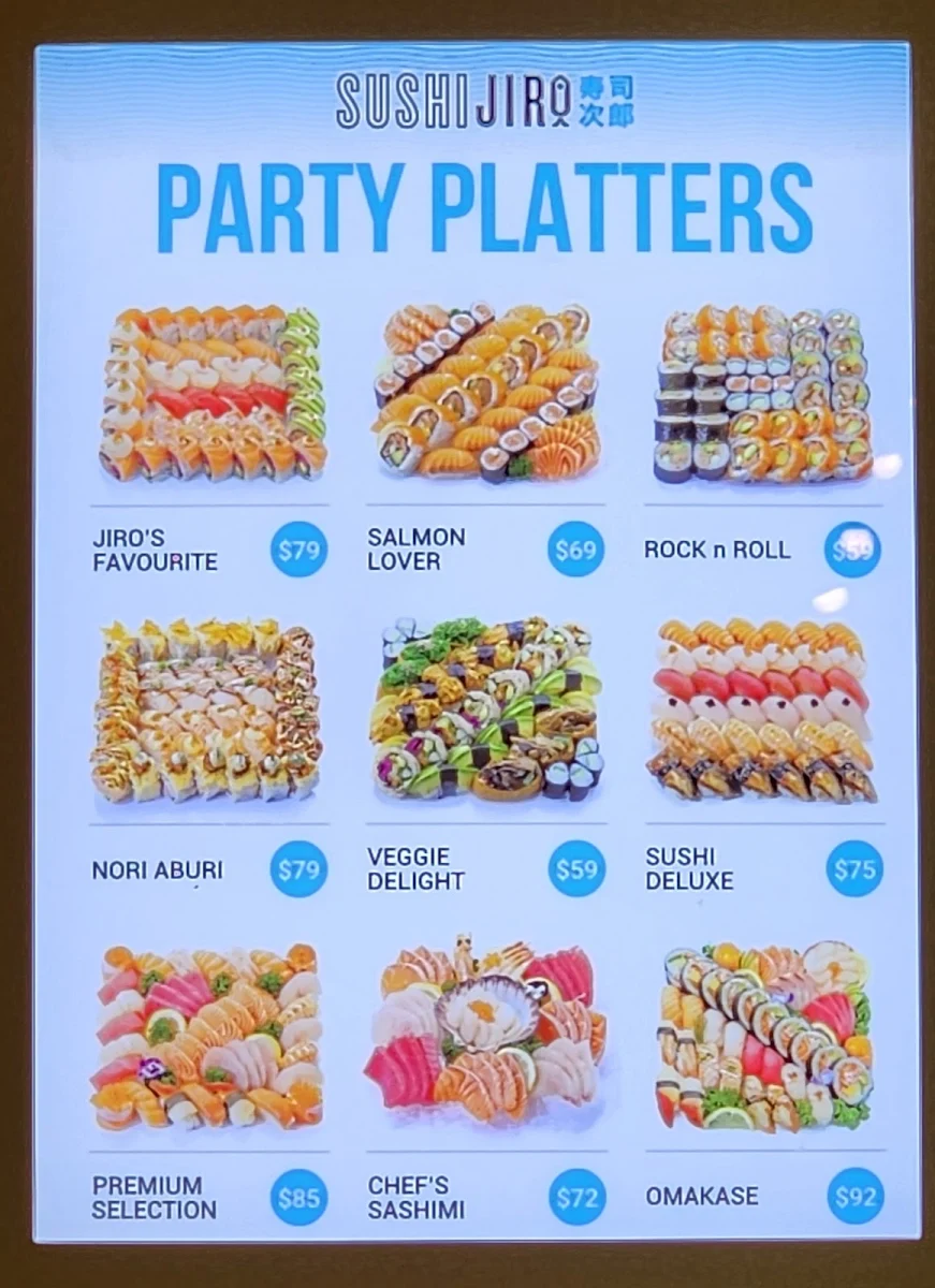 Menu, Sushi Jiro Emporium
