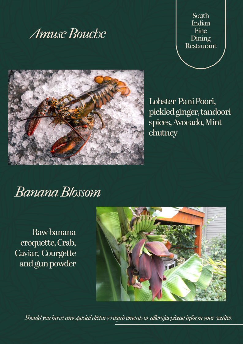 Menu, Southern Spice
