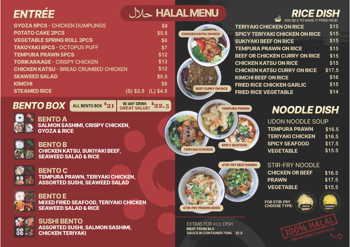 Menu, Sushi Hinode