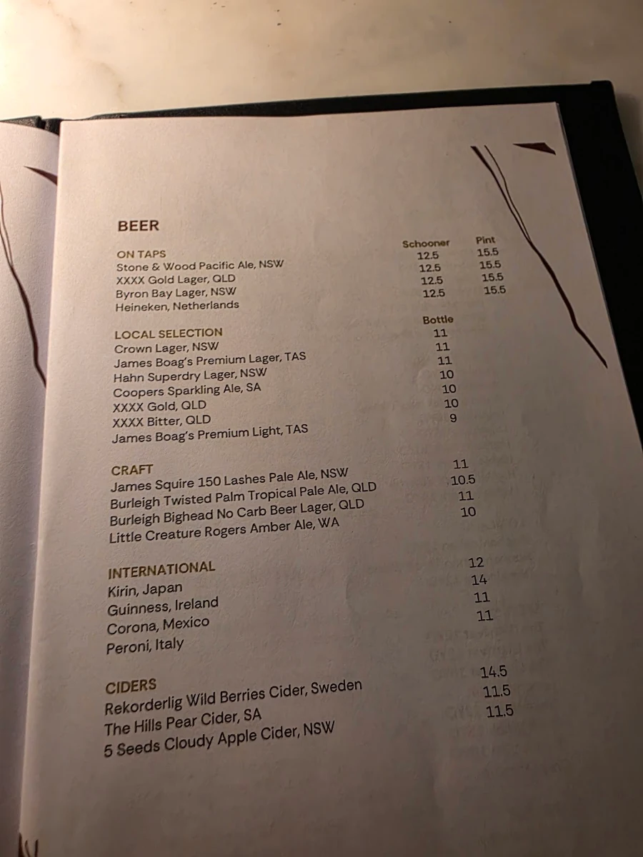 Menu, Latitude 27 Kitchen & Bar