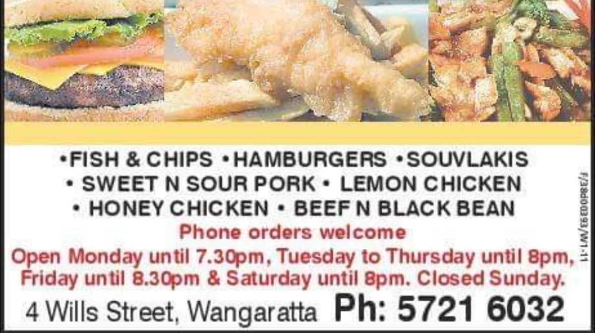 Menu, Yarrunga Take Away