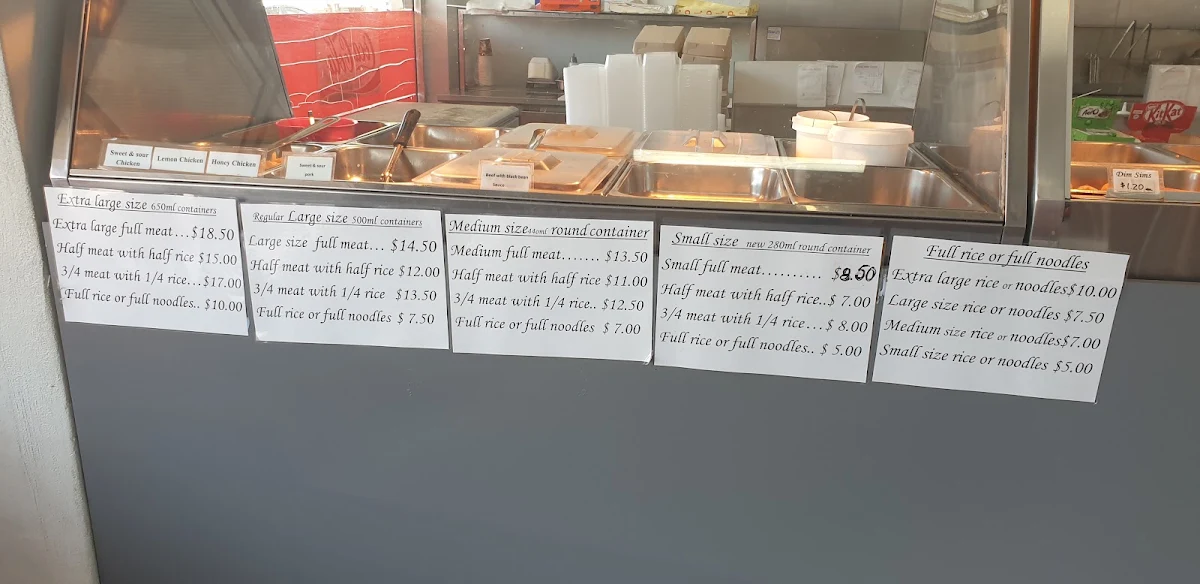 Menu, Yarrunga Take Away