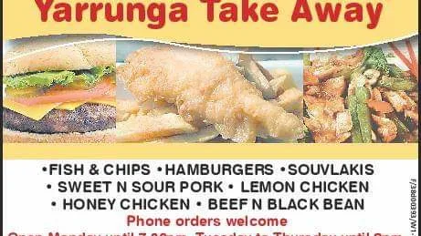 Menu, Yarrunga Take Away