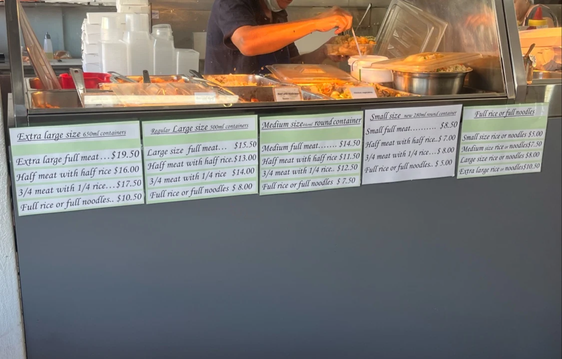 Menu, Yarrunga Take Away
