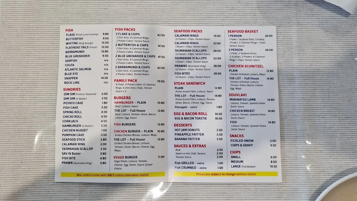 Menu, The Golden Flake