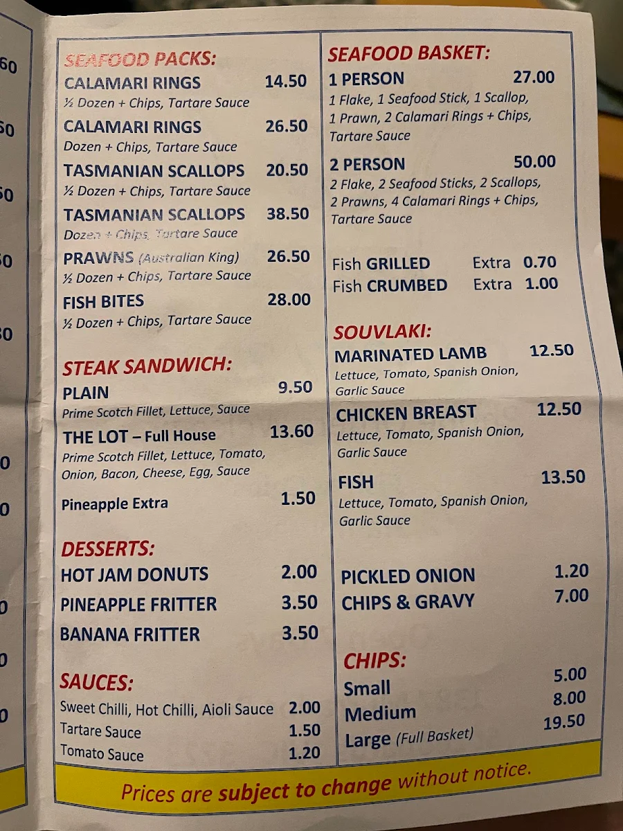Menu, The Golden Flake