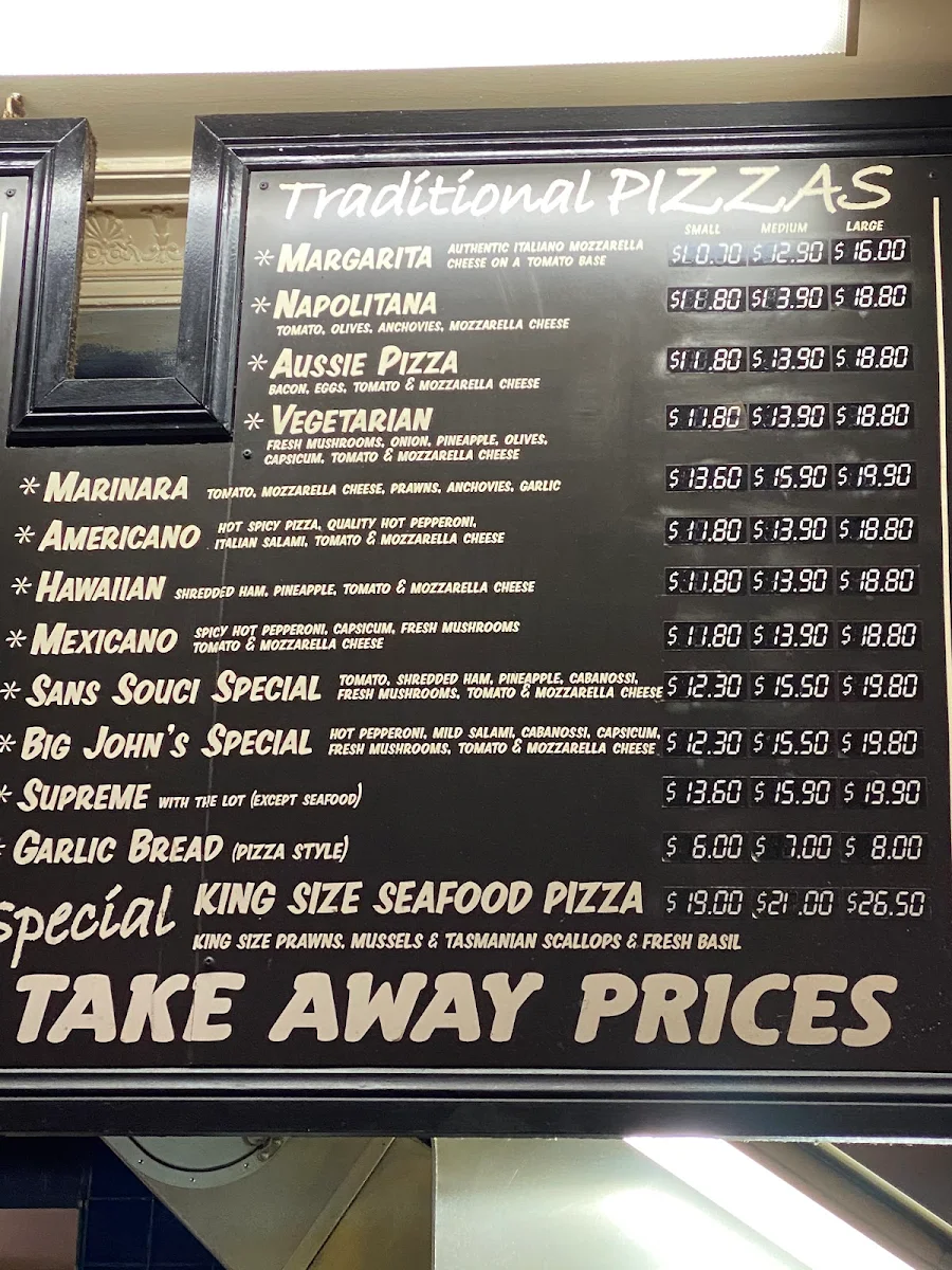 Menu, Big John's Italian Seafood Restaurant
