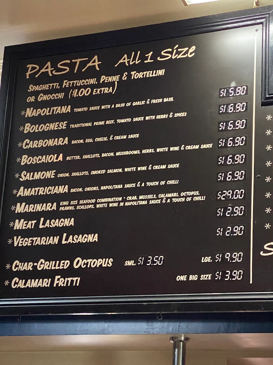 Menu, Big John's Italian Seafood Restaurant