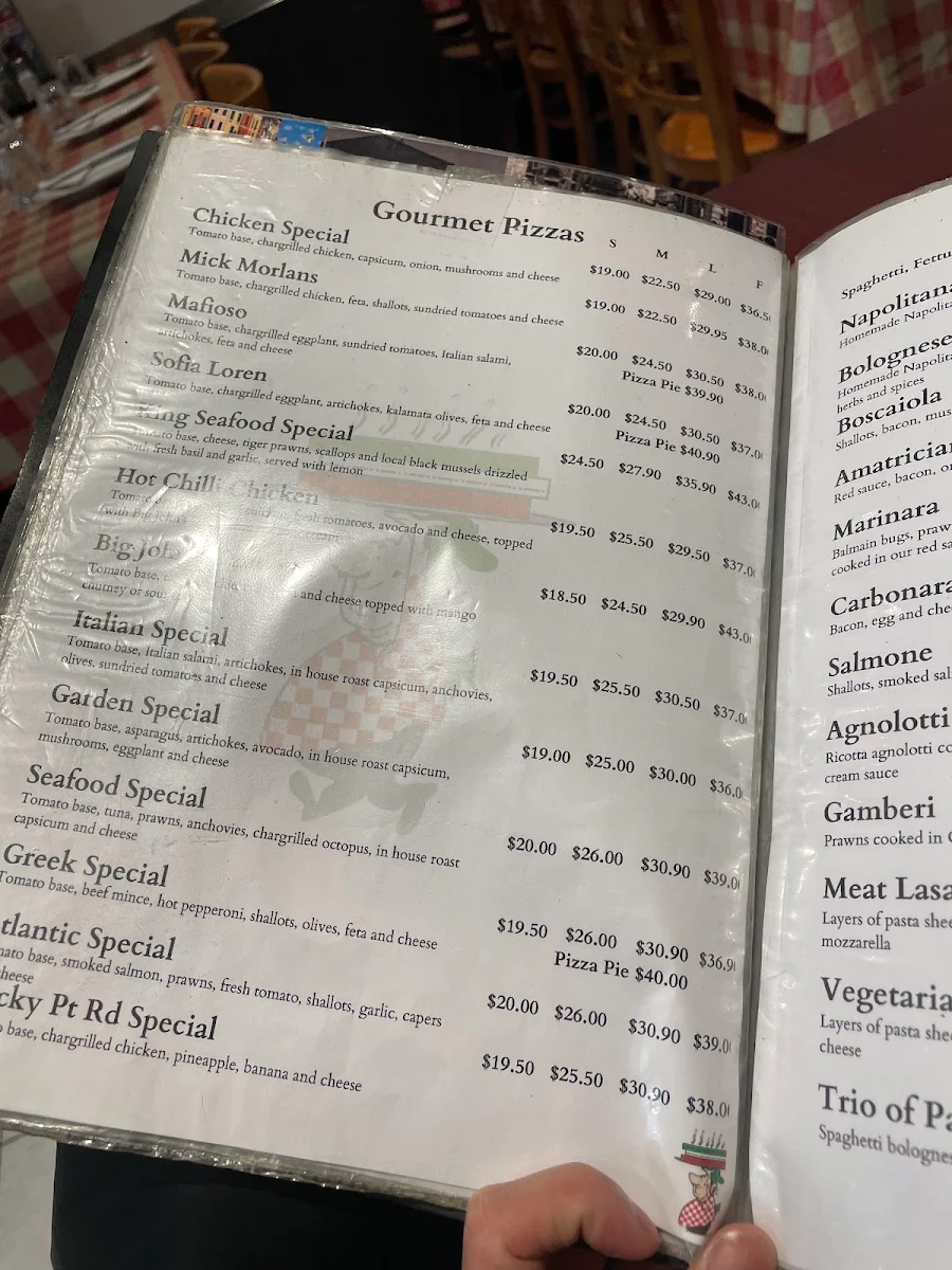 Menu, Big John's Italian Seafood Restaurant