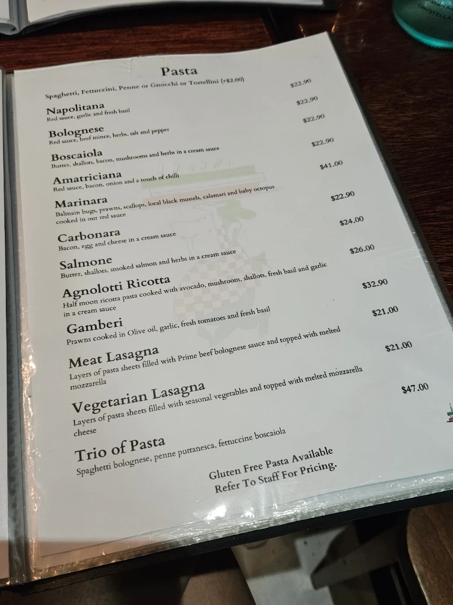 Menu, Big John's Italian Seafood Restaurant