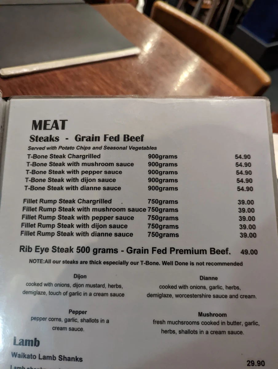 Menu, Big John's Italian Seafood Restaurant