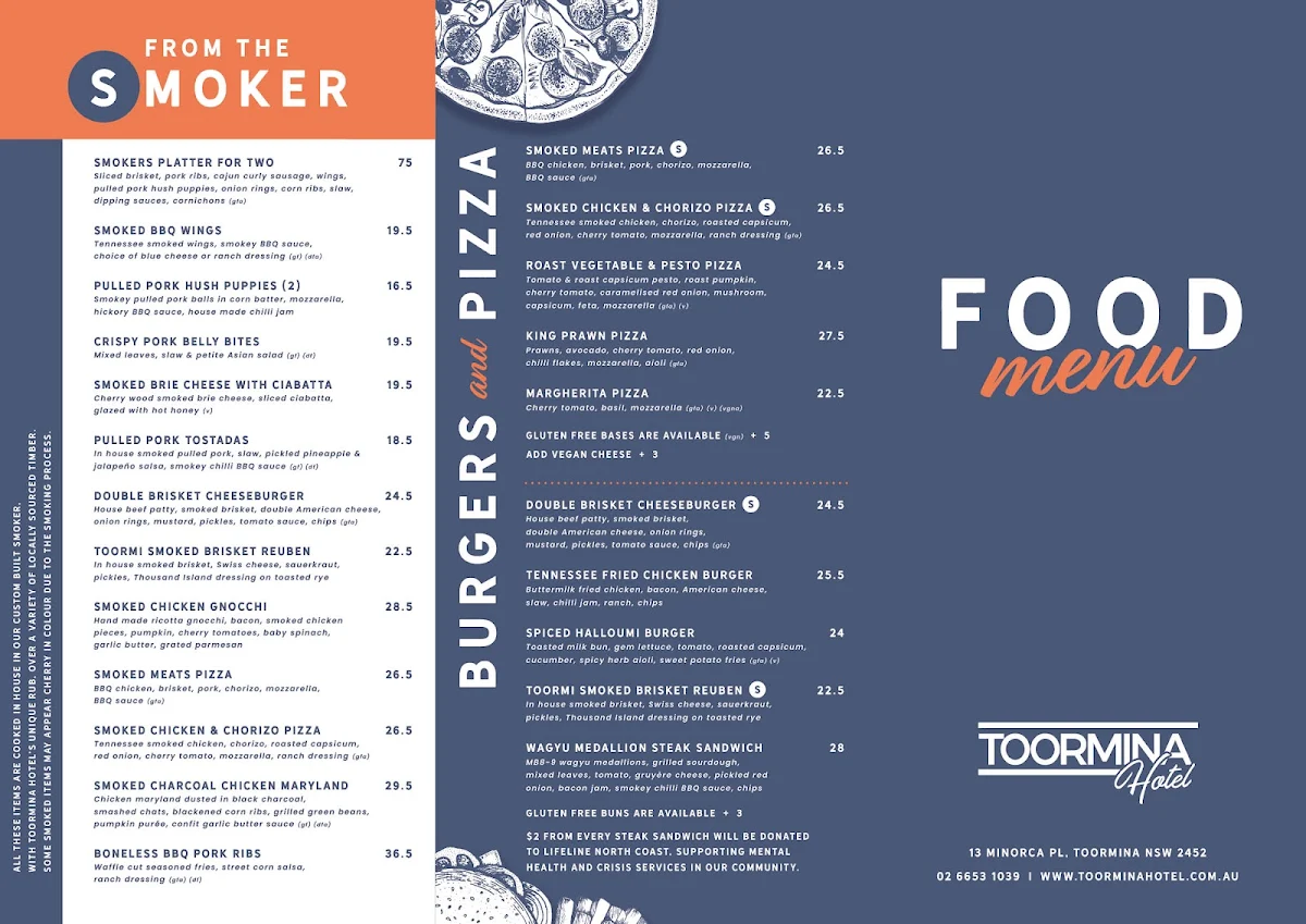 Menu, Toormina Hotel