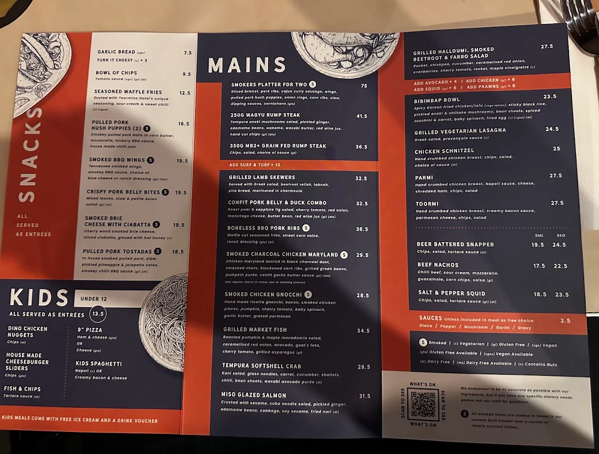 Menu, Toormina Hotel