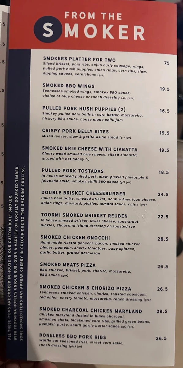 Menu, Toormina Hotel