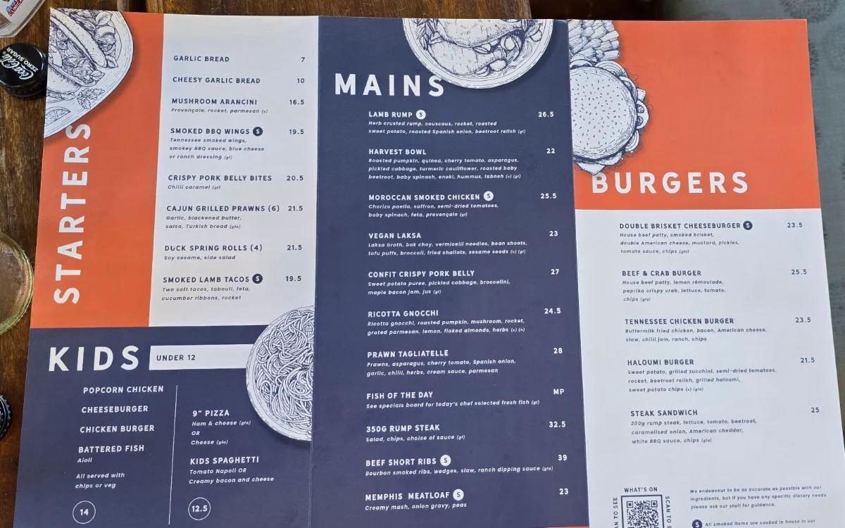 Menu, Toormina Hotel