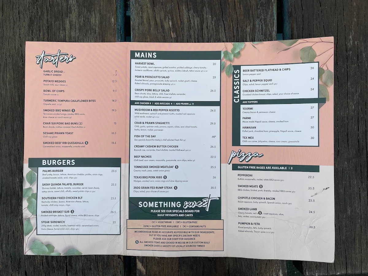 Menu, Toormina Hotel