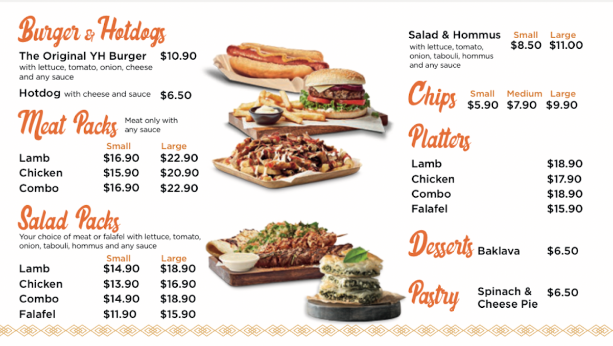 Menu, Yiros House