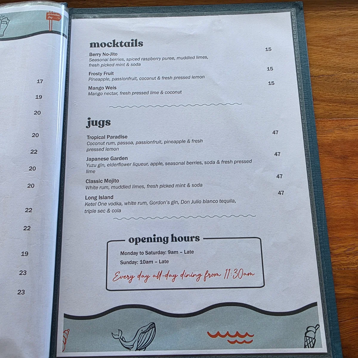 Menu, Seabreeze Beach Hotel