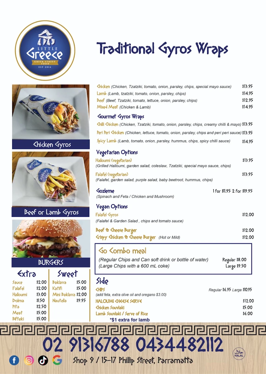 Menu, Little Greece Gyros & Souvlaki Bar